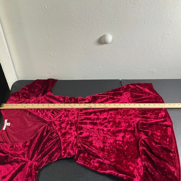 City Vibe Red Velvet Dress Sz S Babydoll Festival‎ Whimsigoth Vamp Holiday - Picture 13 of 14